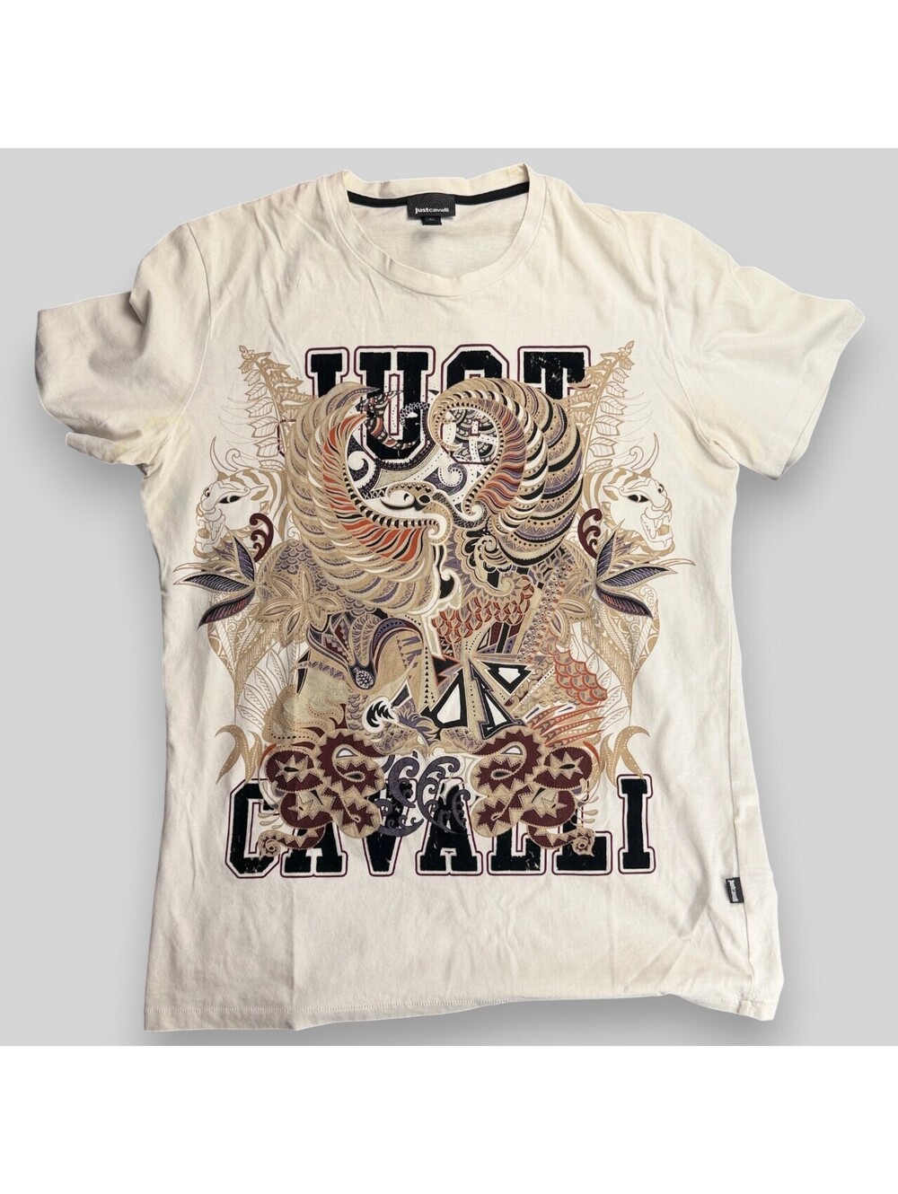 🐆Just Cavalli Graphic Eagle Crest Logo T-Shirt Medium